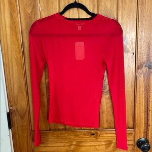 AFRM Nordstrom Red Sheer Mesh Top XS Sheer Whimsigoth Romantic NWT